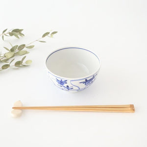 Kutani Bitoen Rice Bowl Shepherd Purse Blue and White | Kutani Ware