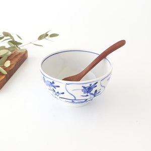 Kutani Bitoen Rice Bowl Shepherd Purse Blue and White | Kutani Ware