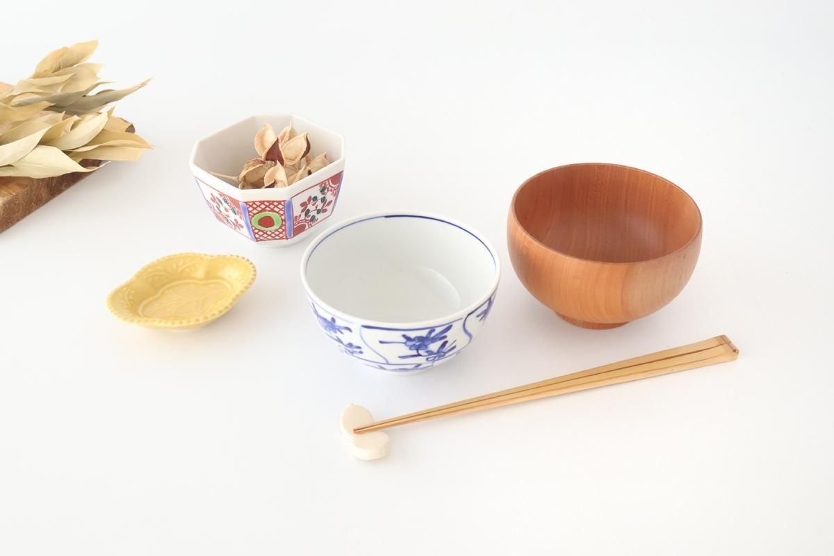 Kutani Bitoen Rice Bowl Shepherd Purse Blue and White | Kutani Ware