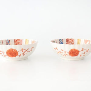Kutani Bitoen Chrysanthemum-shaped Bowl Komon Kimono | Kobachi Kutani Ware