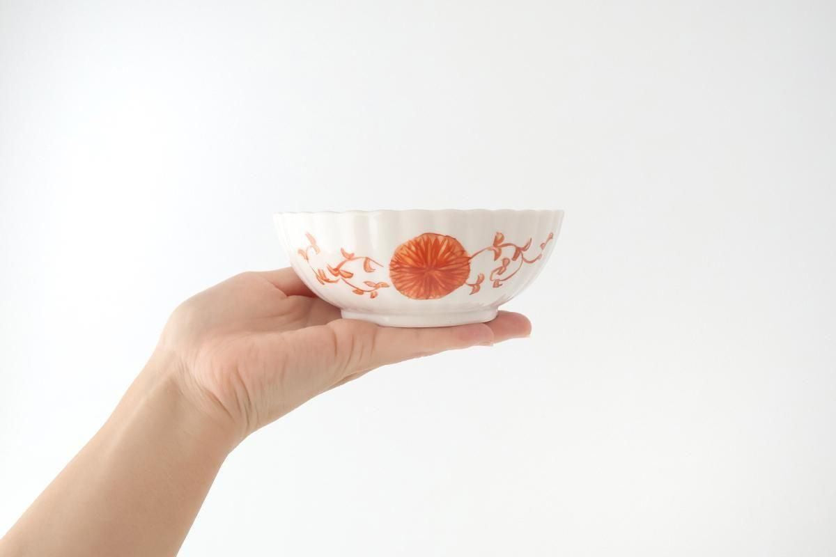 Kutani Bitoen Chrysanthemum-shaped Bowl Komon Kimono | Kobachi Kutani Ware