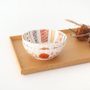 Kutani Bitoen Chrysanthemum-shaped Bowl Komon Kimono | Kobachi Kutani Ware