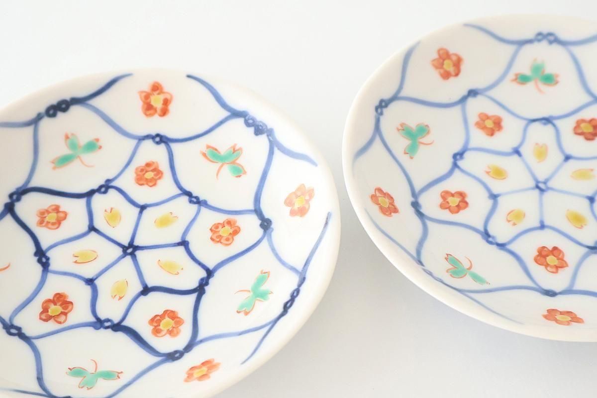 Kutani Bitoen Plate Mesh Flower pattern 11.5cm/4.5in | Kutani Ware