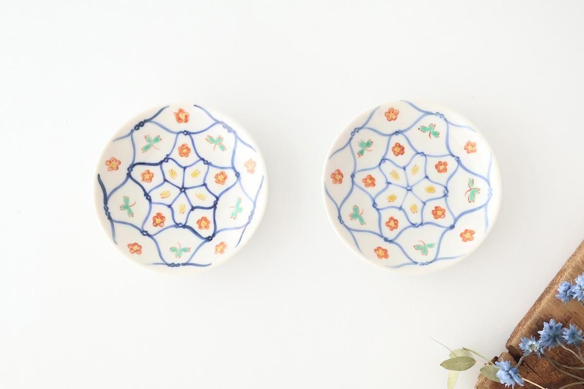 Kutani Bitoen Plate Mesh Flower pattern 11.5cm/4.5in | Kutani Ware