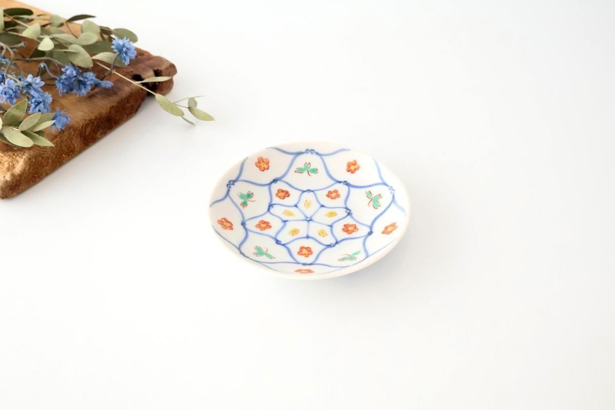 Kutani Bitoen Plate Mesh Flower pattern 11.5cm/4.5in | Kutani Ware