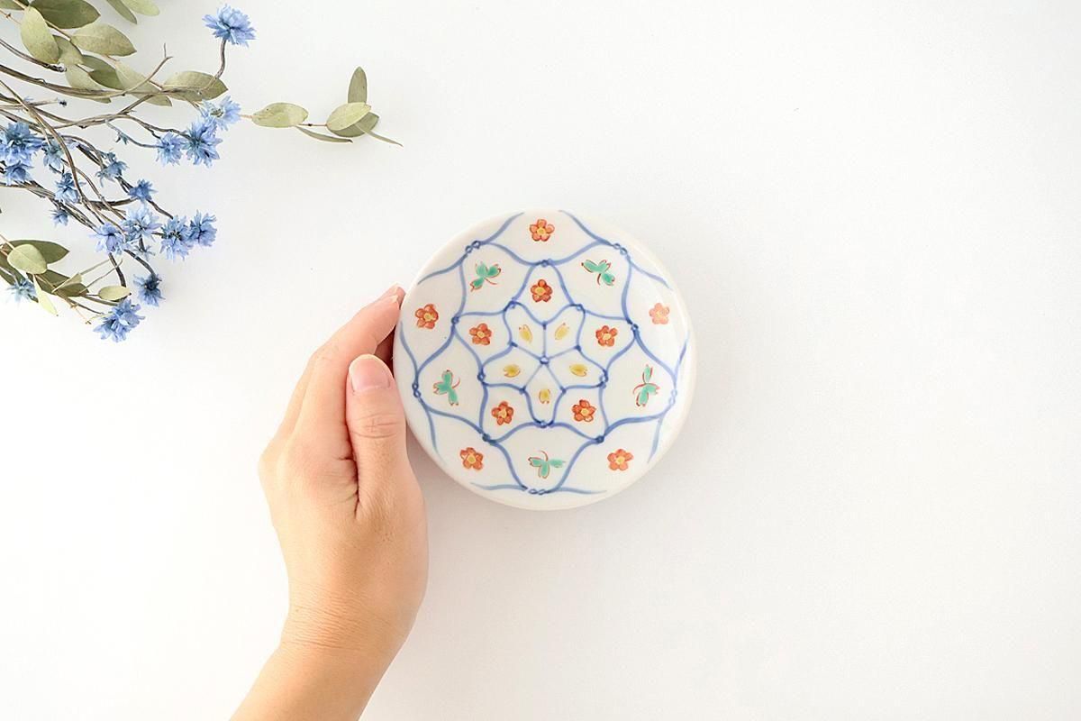 Kutani Bitoen Plate Mesh Flower pattern 11.5cm/4.5in | Kutani Ware