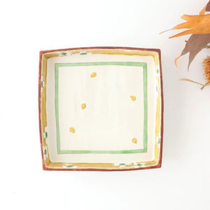Kutani Bitoen Footed Square Plate White Flower | Kutani Ware