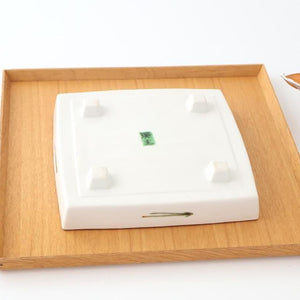 Kutani Bitoen Footed Square Plate White Flower | Kutani Ware