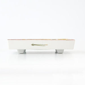 Kutani Bitoen Footed Square Plate White Flower | Kutani Ware