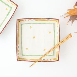 Kutani Bitoen Footed Square Plate White Flower | Kutani Ware