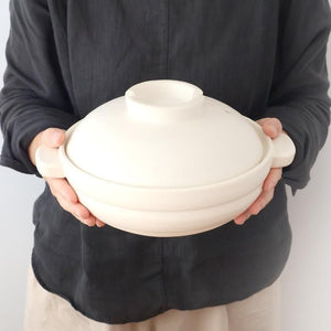 Kamoshika Dogu Store Donabe White Regular Size | Japanese Clay Pot