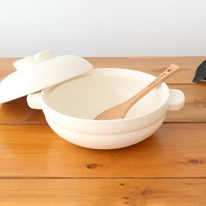 Kamoshika Dogu Store Donabe White Regular Size | Japanese Clay Pot