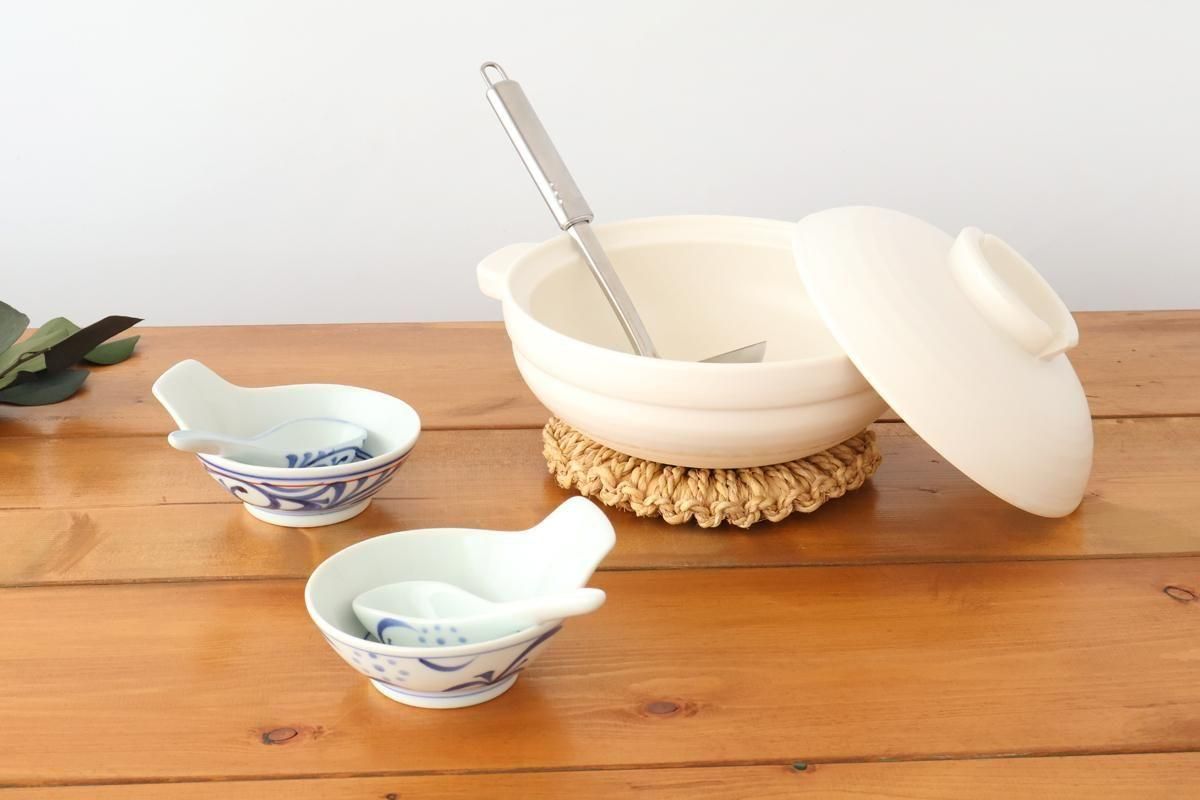 Kamoshika Dogu Store Donabe White Regular Size | Japanese Clay Pot