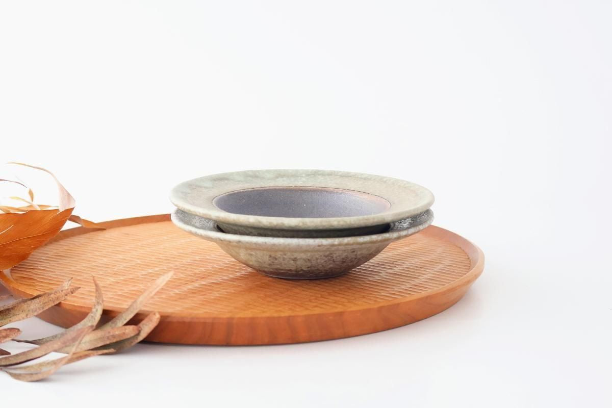 Small Rimmed Bowl Jade and Brown | Serving Bowl Shigaraki Ware