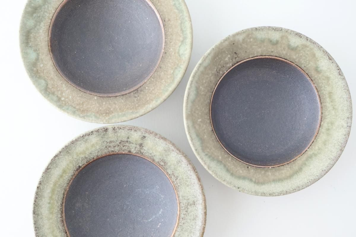 Small Rimmed Bowl Jade and Brown | Serving Bowl Shigaraki Ware