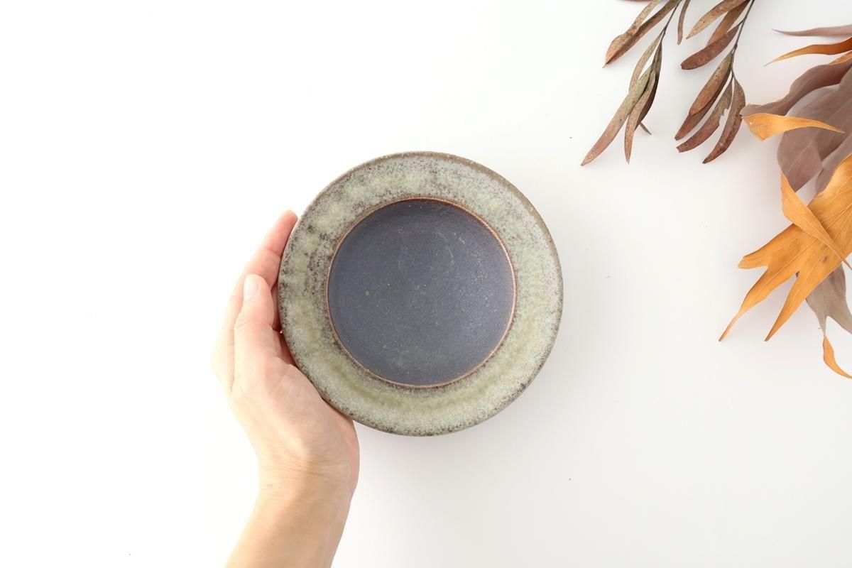 Small Rimmed Bowl Jade and Brown | Serving Bowl Shigaraki Ware