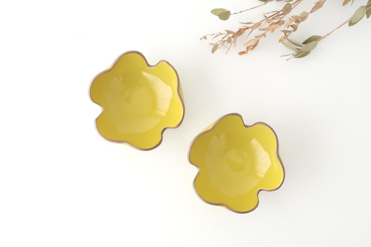 Small Bowl Split Japanese Pepper Design Yellow | Kobachi Hasami Ware