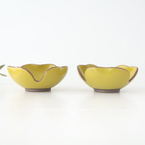 Small Bowl Split Japanese Pepper Design Yellow | Kobachi Hasami Ware