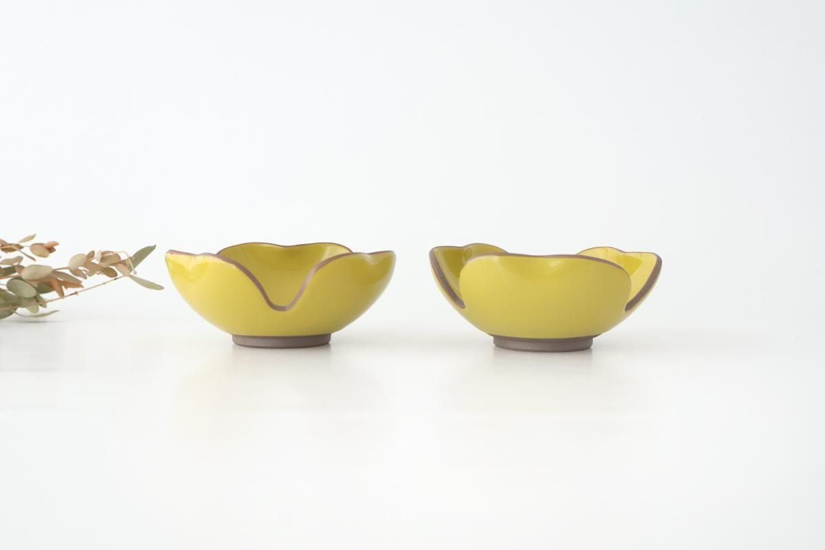 Small Bowl Split Japanese Pepper Design Yellow | Kobachi Hasami Ware