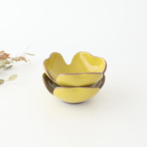 Small Bowl Split Japanese Pepper Design Yellow | Kobachi Hasami Ware