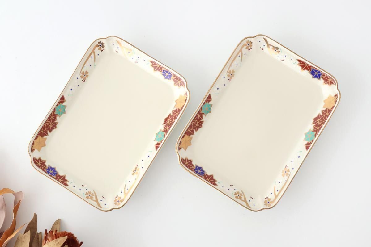 Rectangle Plate Sakura and Autumn Leaves｜Sushi Plate Arita Ware