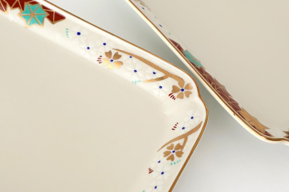 Rectangle Plate Sakura and Autumn Leaves｜Sushi Plate Arita Ware