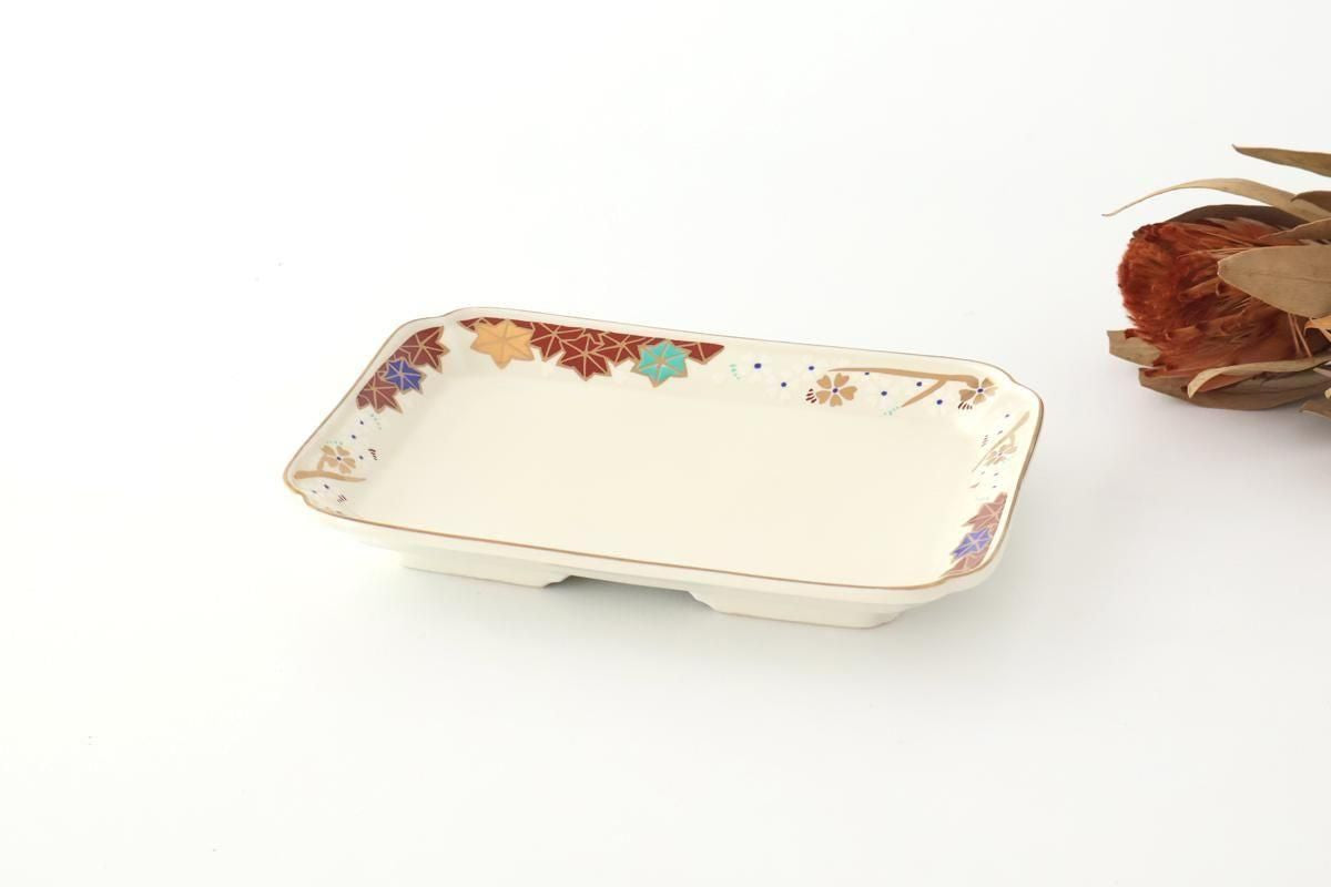 Rectangle Plate Sakura and Autumn Leaves｜Sushi Plate Arita Ware