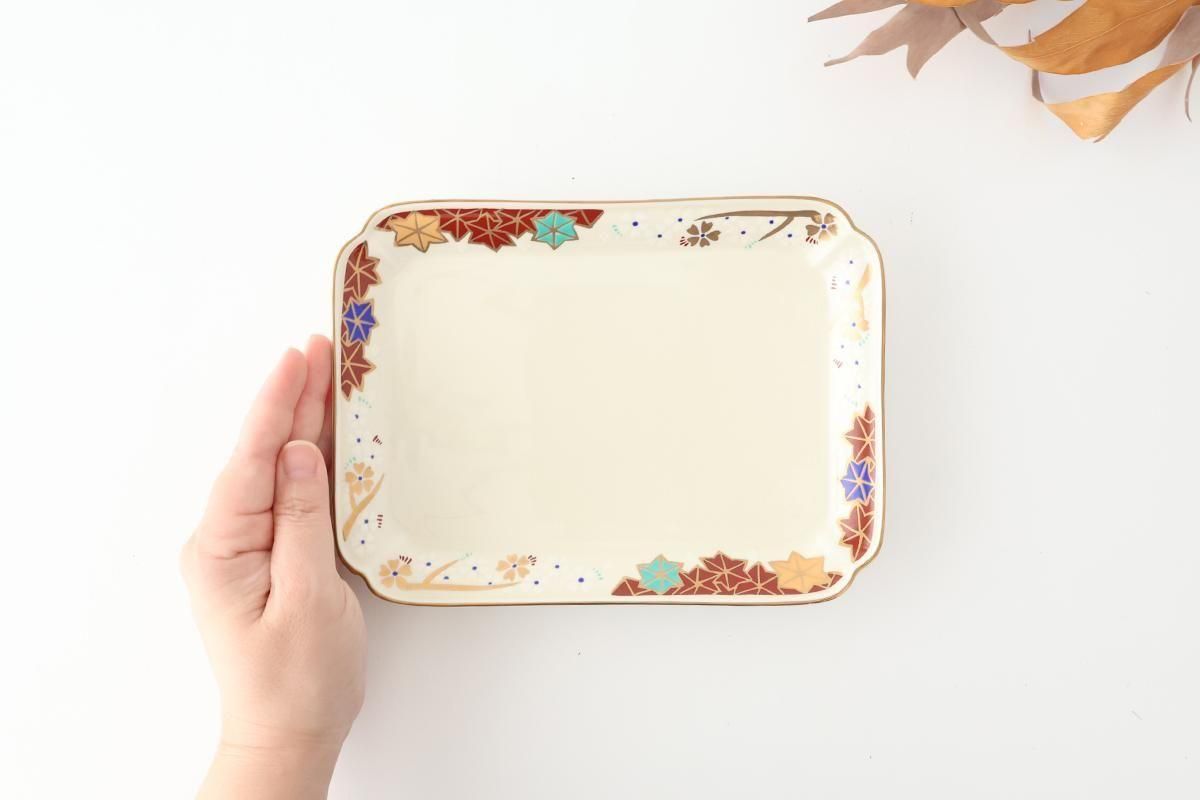 Rectangle Plate Sakura and Autumn Leaves｜Sushi Plate Arita Ware