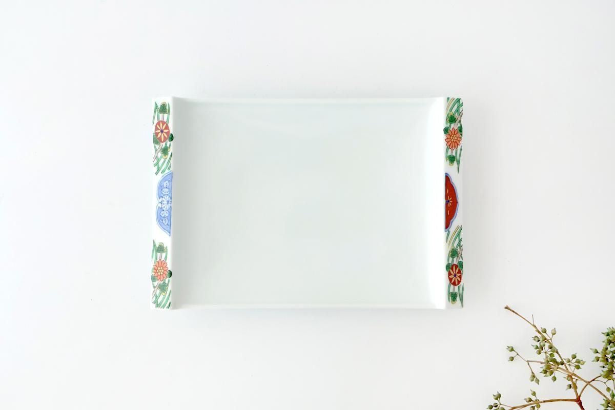 Square Plate Old Imari Red Flowers | Sushi Plate Arita Ware