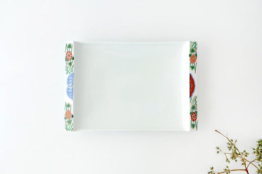 Square Plate Old Imari Red Flowers | Sushi Plate Arita Ware