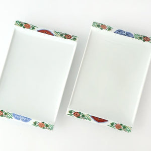 Square Plate Old Imari Red Flowers | Sushi Plate Arita Ware