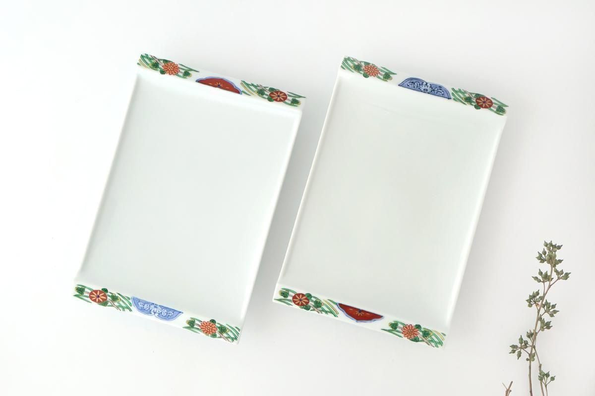 Square Plate Old Imari Red Flowers | Sushi Plate Arita Ware