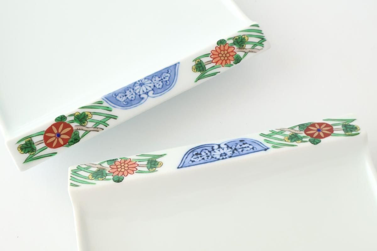 Square Plate Old Imari Red Flowers | Sushi Plate Arita Ware