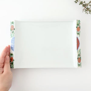 Square Plate Old Imari Red Flowers | Sushi Plate Arita Ware