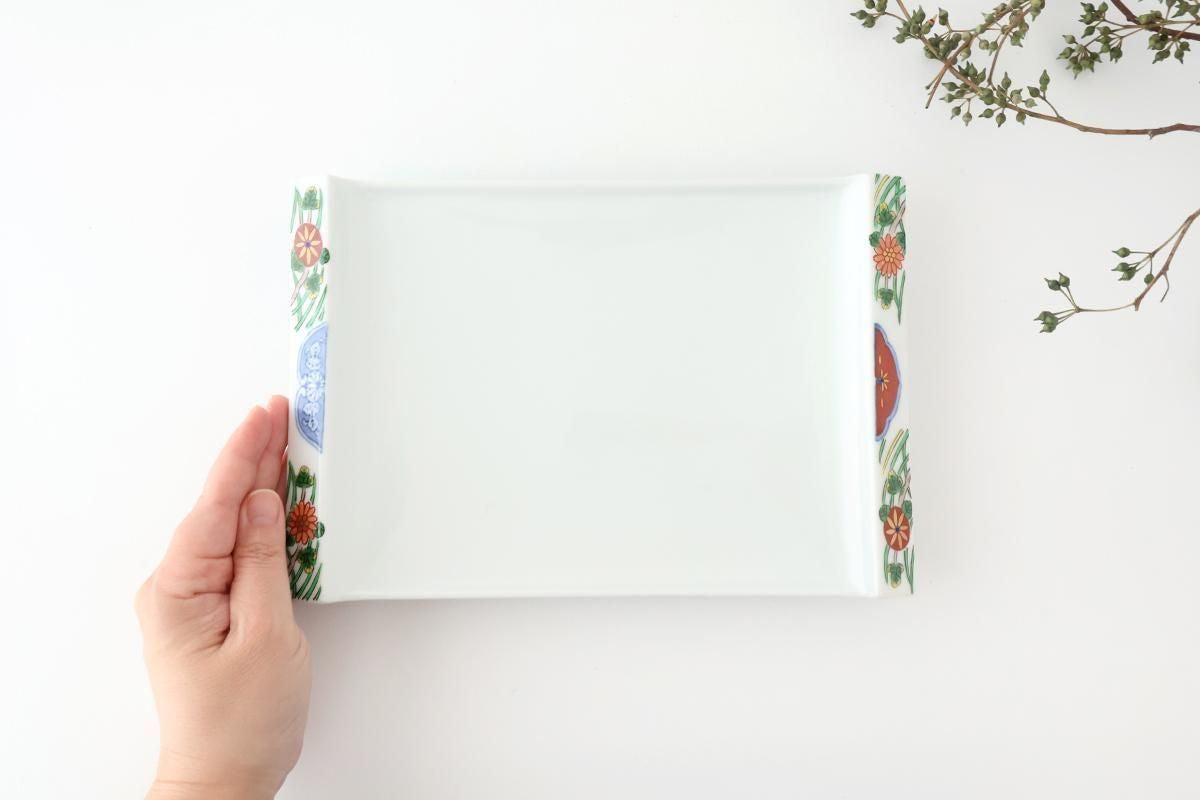 Square Plate Old Imari Red Flowers | Sushi Plate Arita Ware