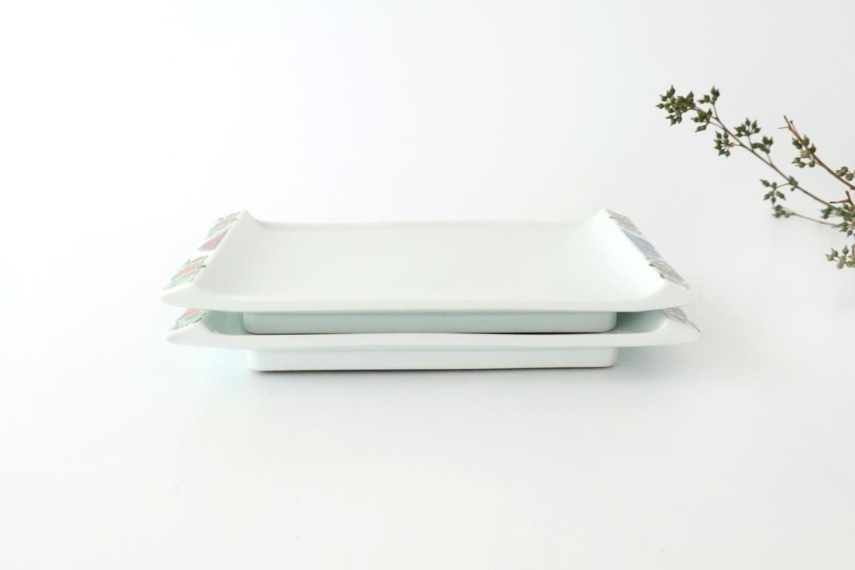 Square Plate Old Imari Red Flowers | Sushi Plate Arita Ware