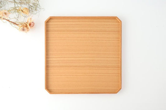 Matsuya Lacquerware Store Wooden Chamfer Tray Ash | Echizen Lacquerware