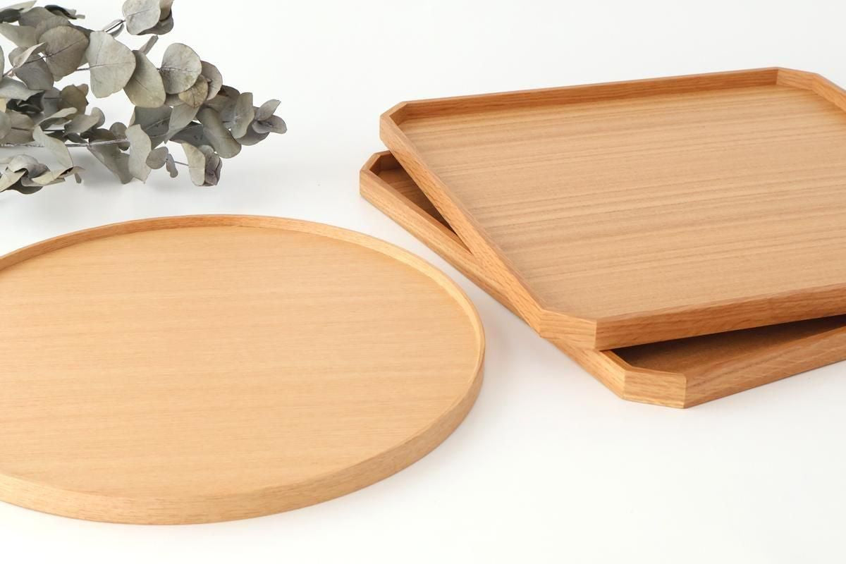 Matsuya Lacquerware Store Wooden Chamfer Tray Ash | Echizen Lacquerware