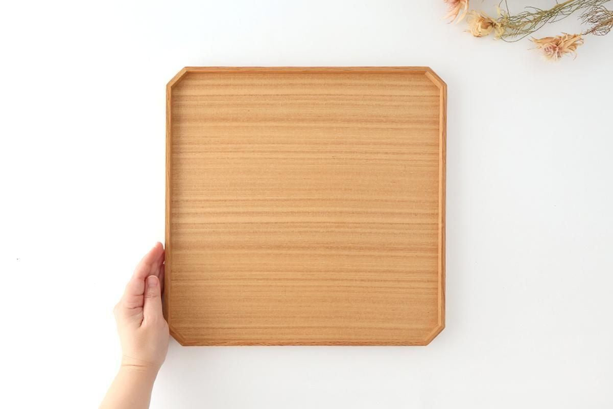 Matsuya Lacquerware Store Wooden Chamfer Tray Ash | Echizen Lacquerware