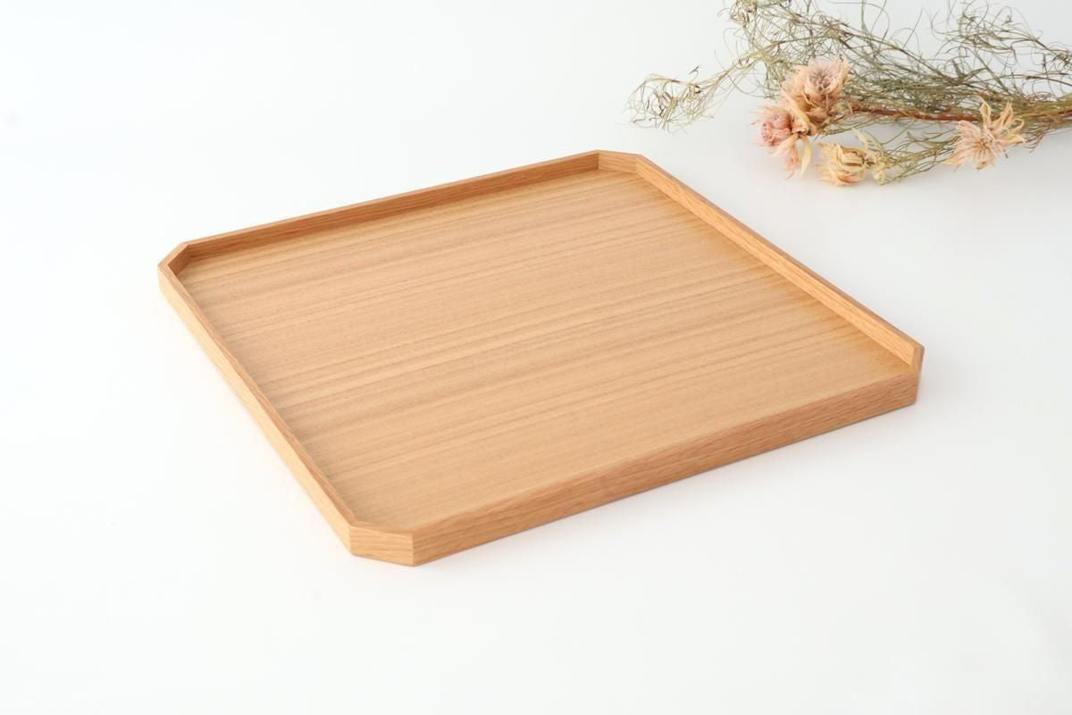 Matsuya Lacquerware Store Wooden Chamfer Tray Ash | Echizen Lacquerware