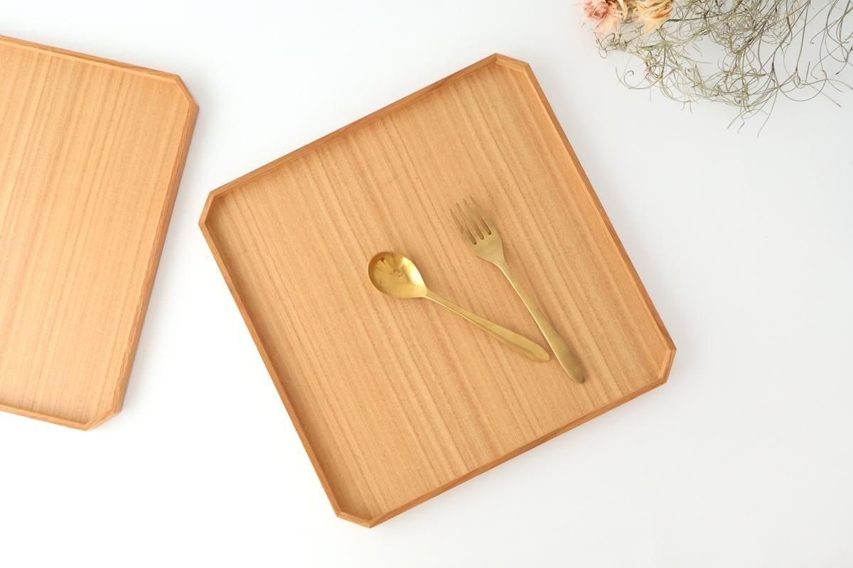Matsuya Lacquerware Store Wooden Chamfer Tray Ash | Echizen Lacquerware