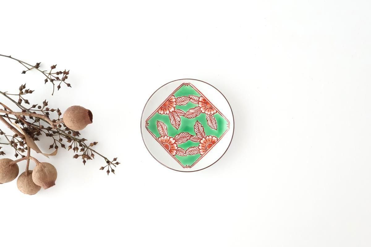 Round Plate Red Flower and Mt.Fuji Pattern | Arita Ware