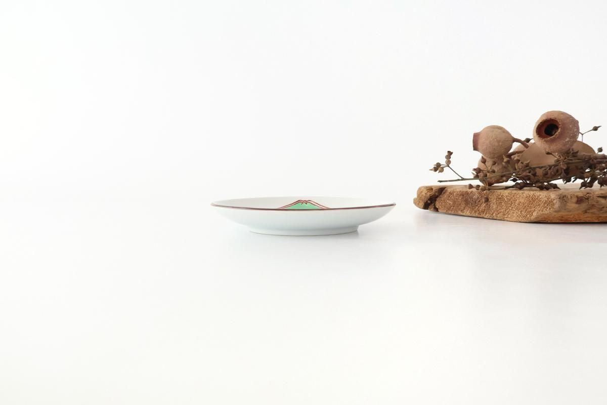 Round Plate Red Flower and Mt.Fuji Pattern | Arita Ware