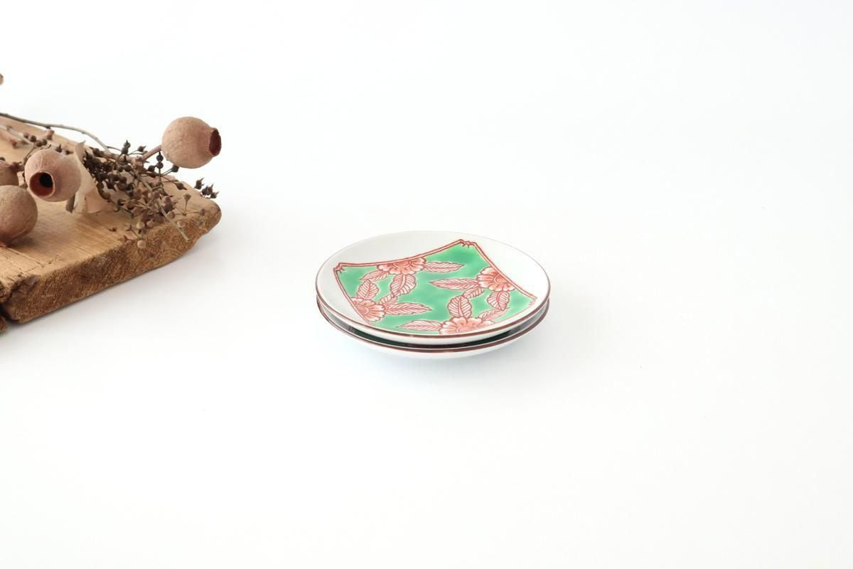 Round Plate Red Flower and Mt.Fuji Pattern | Arita Ware