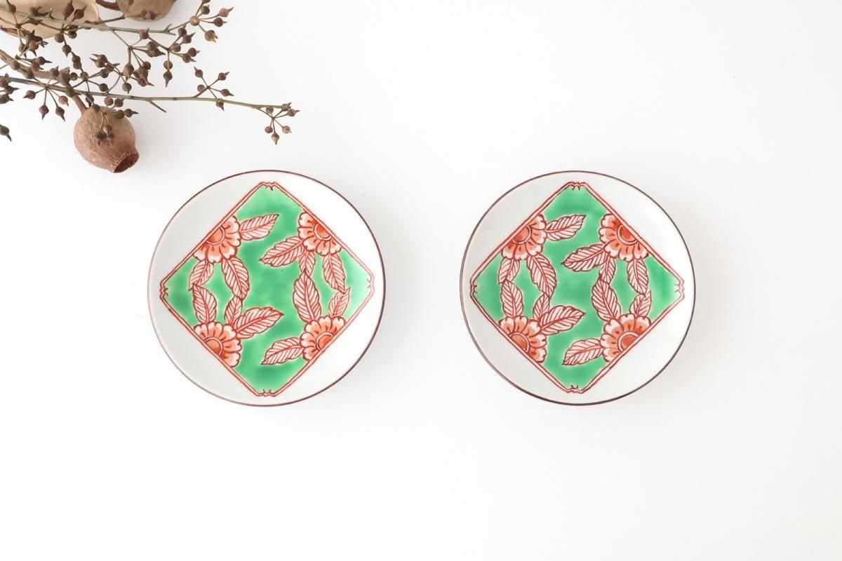 Round Plate Red Flower and Mt.Fuji Pattern | Arita Ware