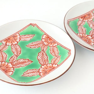 Round Plate Red Flower and Mt.Fuji Pattern | Arita Ware