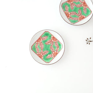 Round Plate Red Flower and Mt.Fuji Pattern | Arita Ware