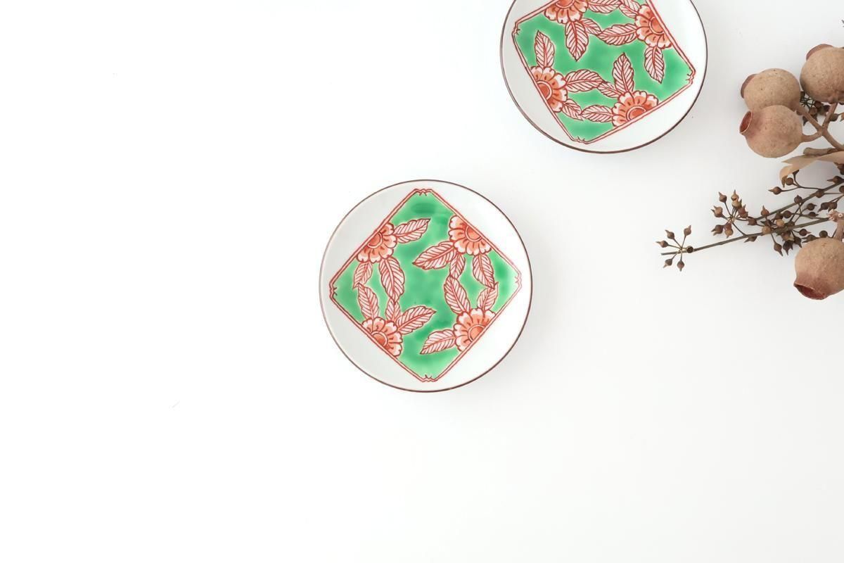 Round Plate Red Flower and Mt.Fuji Pattern | Arita Ware