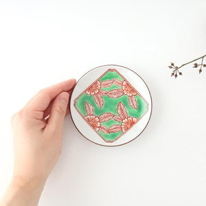 Round Plate Red Flower and Mt.Fuji Pattern | Arita Ware