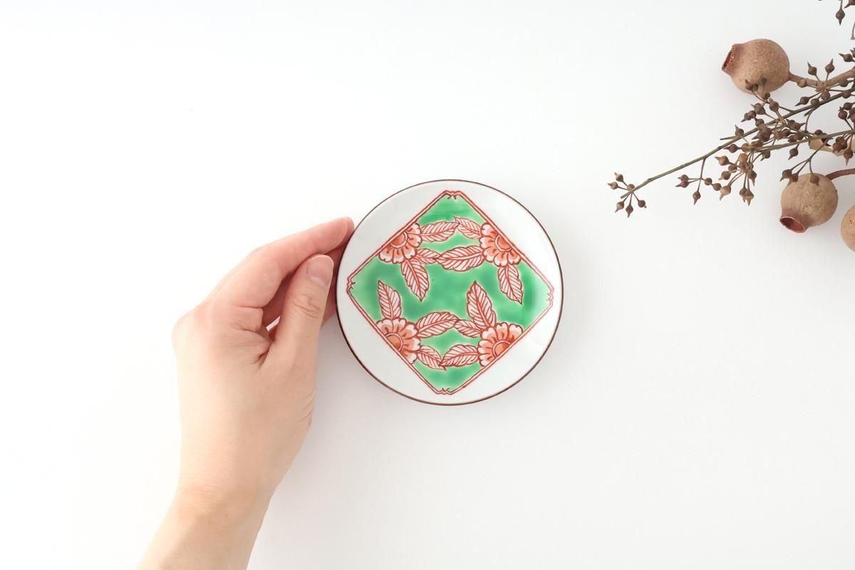 Round Plate Red Flower and Mt.Fuji Pattern | Arita Ware